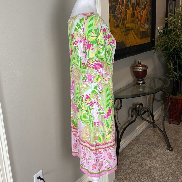 Pappagallo Erika Flutter Sleeve Tropical Mini Dress size S - Picture 4 of 8